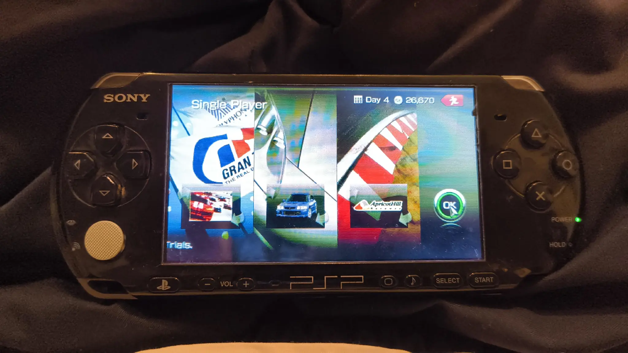 Sony PlayStation Portable running Gran Turismo 